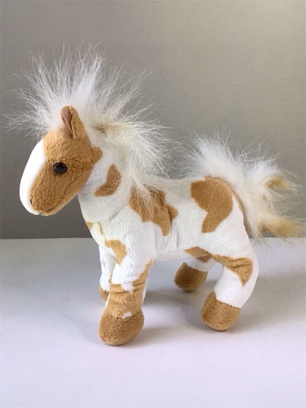 Bass Pro Shop Horse Pony Plush Wildlife Artist 8” Stuffed Animal White Tan Spots